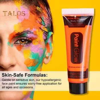 14.2 мл УФ-неоновая краска для лица, светящаяся в темноте, флуоресцентная краска на водной основе, смываемая, для детей, взрослых, музыкальных фестивалей, вечеринок, косплея, макияжа для тела синий