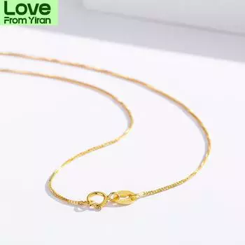 14 -32 Тонкое настоящее серебро 925 пробы с золотым цветом Тонкая цепочка-ожерелье для женщин и детей, для девочек и мужчин Ювелирные изделия Kolye Collares 065 80cm 32in