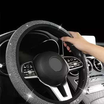 14,5-15 дюймовый чехол для рулевого колеса со стразами и кристальными бриллиантами сверкающий дышащий противоскользящий автомобильный Inter Parts аксессуары чёрный