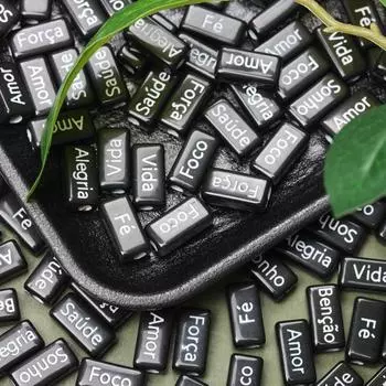 14.5*7.5mm 30PCS Rectangle French Words Acrylic Loose Spacer Beads for DIY Handmade Crafted Material Pendants Bracelets Necklace Jewelry Accessory