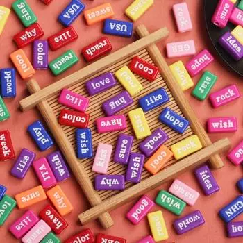 14,5 мм английский алфавит DIY акриловые буквы бусины пластиковые прямоугольник модная геометрия красочные 10 шт DIY ювелирные аксессуары White Multicolor