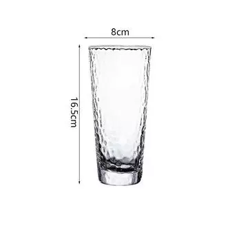 14.5oz 420ml Large Capacity Glass Cups Lemon Tea Water Mug Transparent Heat-resistant Hammer Patterned Wine Cup Cocktail Glass 1pcs