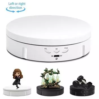 14,6 см USB электрический вращающийся проигрыватель стенд реквизит для видеосъемки проигрыватель для фотографии, нагрузка: 10кг 14.6cm(Black Mirror) чёрный
