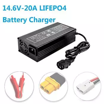 14.6V 20A Smart Lifepo4 зарядное устройство 110-220V 4S 12V высокомощное зарядное устройство для литий-железо-фосфатного аккумулятора с вентилятором Anderson EU PLUG