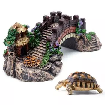 14,7 см x 4,9 см Аквариум Украшение Мост Аквариум Мост Ландшафтный дизайн Черепаха Лестница Ретро Арочный мост Украшения Павильон Дерево Смола