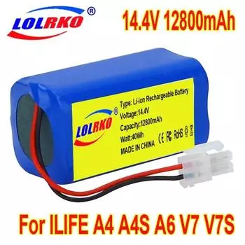 14,8 В, 12800 мАч, 14,4 В, 9800 мАч, литиевая батарея для Ilife A4 A4s V7 A6 V7s Plus, робот-пылесос Ilife 4s1p, реальная емкость чёрный
