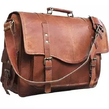 14-дюймовая кожаная сумка-мессенджер, чехол для ноутбука, офисный портфель, подарок на выпускной для мужчин, потертая сумка через плечо для компьютера 10 x 14 x 4 in коричневый