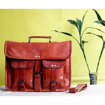 14-дюймовая кожаная сумка-мессенджер, чехол для ноутбука, офисный портфель, подарок для мужчин, компьютерная сумка через плечо 10 x 13 x 4 in