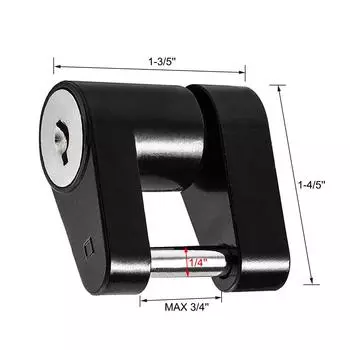 14-дюймовый черный замок для автосцепки, замок для прицепа, замок для автофургона, грузовика, лодки, прицепа, автомобиля, кемпера, фургона чёрный