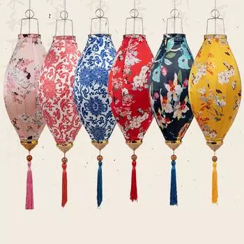 14-дюймовый китайский традиционный шелковый фонарь винтажный цветочный узор фонарь для новогоднего праздника середины осени и весны вечеринка уличный декор 14 inch