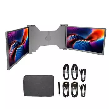 14-дюймовый тройной портативный монитор для ноутбуков с диагональю от 15 до 17,3 дюймов, 1920x1200 IPS, ноутбук Plug and Play серебряный