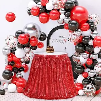 14-футовая юбка для стола, красная, с пайетками, прямоугольная, квадратная, круглая, блестящая скатерть для свадебной вечеринки, ужина, детского душа, рождественского украшения 70X122cm