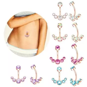 14 г драгоценный камень в форме полумесяца, хирургическая сталь 316L, кольцо для пупка, пирсинг, ювелирное изделие, подарок Clear серебряный