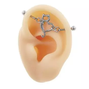 14 г сердце промышленный пирсинг-штанга из нержавеющей стали наручники звезда промышленный пирсинг-бар кошачий хрящ серьги ювелирные изделия