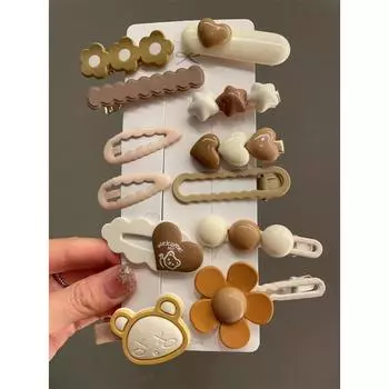 14 hair clips ladies cute brown hair clip bangs broken hair clip small delicate bb clip female headdress Size fits all