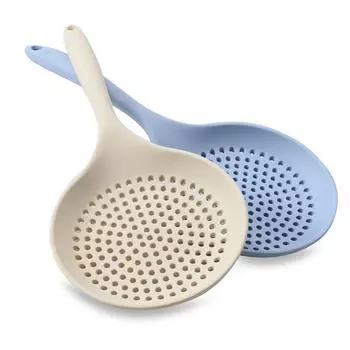 14-Inch Silicone Kitchen Strainer Slotted Spoon, Large Skimmer for Cooking and Frying белый