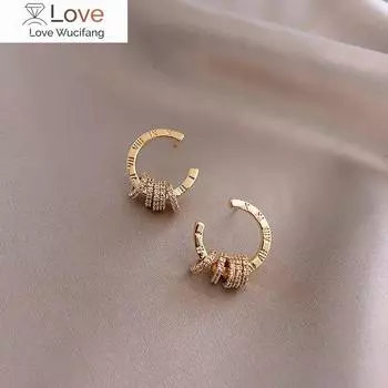 14-каратное настоящее золотое покрытие французские элегантные римские цифры круглые вращающиеся серьги-подвески роскошные женские свадебные аксессуары для вечеринки белый