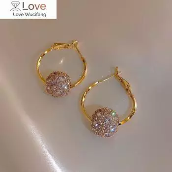 14-каратное настоящее золотое покрытие, Корея продает модные ювелирные изделия, круглые циркониевые бусины, вращающиеся серьги, роскошные женские аксессуары для выпускного вечера зелёный