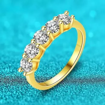 14-каратное позолоченное кольцо 1,5CTTW с настоящим муассанитом и бриллиантами для женщин, 1/3, кольца Eternity, стерлинговое серебро S925, ювелирные изделия GRA 5.5
