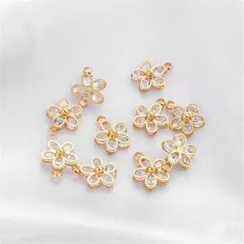 14-каратное золото с цирконием, круглый угловой маленький цветок, кулон, аксессуары «сделай сам», подвеска-цепочка, Декоративные ювелирные материалы ручной работы оранжевый