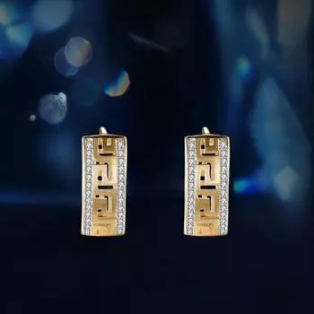 14-каратное золотое покрытие Great Wall Hoop серьги AAA Белый циркон медь индивидуальные женские серьги золотой