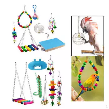 14 клеток для попугаев, подвесные игрушки-качели с колокольчиками, ванна, средний попугайчик для птиц