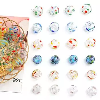 14 мм 1 шт. ручная роспись полые масляные стеклянные бусины для ожерелья, браслета, сережек DIY изготовления ювелирных изделий 14mm