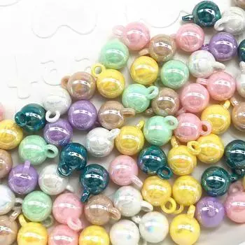 14 мм Бусины 10 шт. Акриловые модные аксессуары ручной работы Изготовление сережек Подвесное отверстие Материал Орнамент Волшебный цвет DIY Браслет Ожерелье фиолетовый