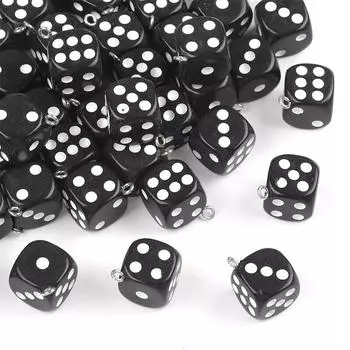 14 мм смолы подвески квадратные кости кулон для ожерелья браслет DIY изготовления ювелирных изделий 6pcs чёрный