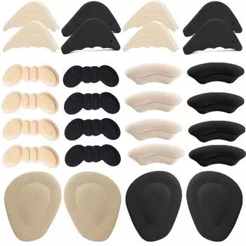 14 пар наполнителей для обуви и пяточных захватов для женщин, слишком большая обувь со вставками для пальцев, подушечки для пяток и амортизирующие вставки для обуви чёрный