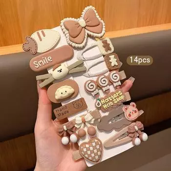 14 pieces of cute Korean style butterfly bow hair clips and hair accessories suitable for daily use with BB clips