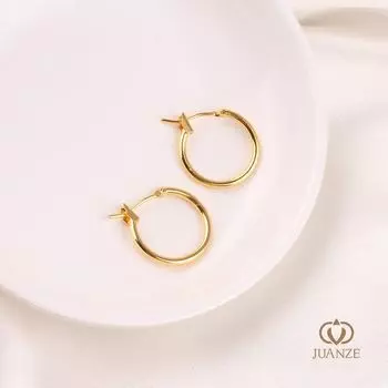 14 Позолоченные 18-каратным золотом серьги с французской застежкой, сохраняющие цвет, круглые серьги, ручная работа, DIY, высококлассные, элегантные женские серьги, материалы, аксессуары 14mm 18K gold 1