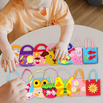 14 предметов, детский набор для шитья сумочек, обучение шитью, рукоделие, моторика, возраст от 5 лет, искусство для малышей с героями мультфильмов