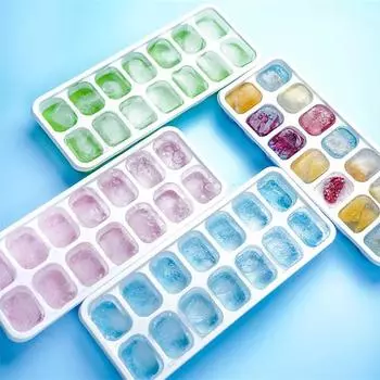 14 решеток для фруктового льда с крышкой, силиконовые лотки, квадратная форма, многоразовый морозильник, летняя форма для приготовления барных кубиков льда