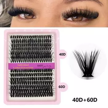 14 рядов 40D/60D тафтинговых накладных ресниц 10-18 смешанной длины черные матовые мягкие натуральные ресницы для ежедневного макияжа своими руками 40D+60D-C