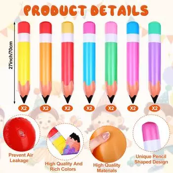 14 шт. 27-дюймовых надувных карандашей-гигантов 7 цветов, надувные шары-карандаши, украшения для классной комнаты, тематика «Снова в школу» Б