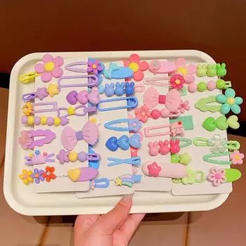 14 шт. аксессуары для волос детская заколка головной убор девочка челка заколка милая детская заколка для волос украшение своими руками для детей зелёный