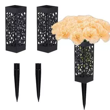 14 шт. Кладбищенский цветок и 2 шт. Кладбищенские цветочные корзины Желтый цветок гвоздики Кладбищенская цветочная корзина многоразового использования для создания элегантного украшения кладбища 2 Flower baskets +14 flowers