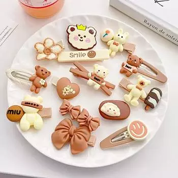 14 шт./компл. детские милые заколки для волос в форме животных с героями мультфильмов, 14 шт., набор аксессуаров для волос для девочек