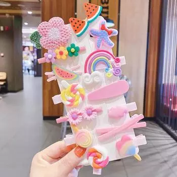 14 шт./компл. детский набор заколок для волос с радужными цветами арбуза, заколки для волос для девочек, аксессуары для волос карамельного цвета A