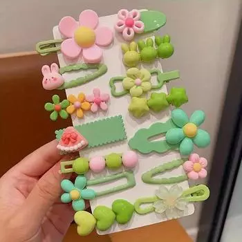 14 шт./компл. конфетного цвета мультфильм бант цветок заколки для волос желтые розовые шпильки заколки головные уборы аксессуары для волос