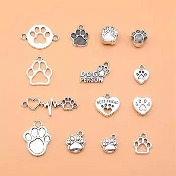 14 шт./компл. подвески в виде собачьей лапы, принадлежности для изготовления ювелирных изделий, милые предметы «сделай сам»