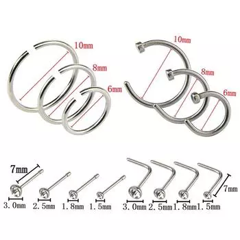 14 шт./компл., шарнирное сегментное кольцо из нержавеющей стали, кольцо в носу, костные шпильки, обруч для пирсинга