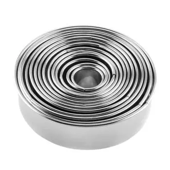 14 шт. круглая форма для мусса из нержавеющей стали, помадка, форма для печенья, инструмент для выпечки серебряный