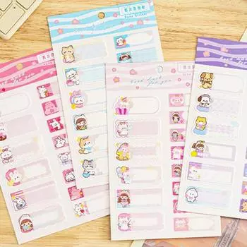 14 шт., наклейки с изображением животных из мультфильмов, водонепроницаемые этикетки, самоклеящиеся наклейки для скрапбукинга, школьные канцелярские принадлежности розовый