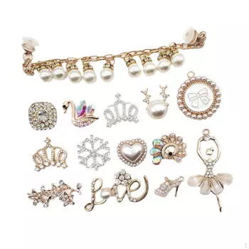 14 шт. подвески в виде цепочек для обуви Bling, модные украшения для женских туфель-сабо