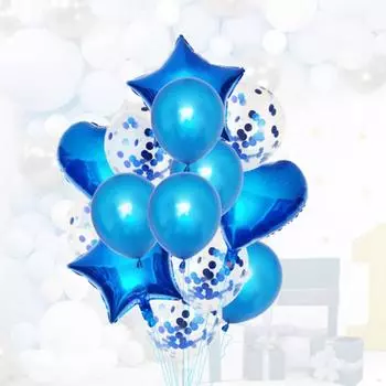 14 шт./упак. Синий тематический любовный пентаграммный набор из алюминиевой пленки с латексными шарами, украшение на День святого Валентина, украшение на день рождения, тематический шар для вечеринки 14pcs/pack синий