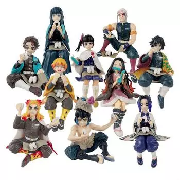 14 см аниме-фигурка Demon Slayer Kimetsu no Yaiba, фигурка Nezuko/Tanjirou/Zenitsu/Inosuke/Sinobu/Miritsu, фигурка куклы, игрушки