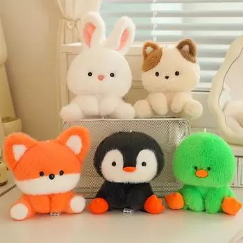 14 см милый мультяшный утенок, пингвин, кот, лиса, кролик, плюшевая игрушка-животное, кукла, украшение для офиса, рождественский забавный подарок для детей 14cm