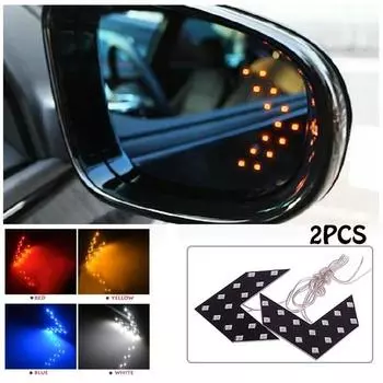 14 SMD светодиодная панель со стрелкой для зеркала заднего вида автомобиля, индикатор поворота, четыре цвета, 2 шт./пакет красный